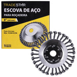 Kit 10 Escovas Para Roçadeira Stihl Disco Universal 8 Pol Tradestar - Escova de aço torcido para roçadeira, ideal para limpeza de grama, musgos e detritos em áreas pavimentadas. 8 polegadas, 10.000 RPM, furo 25,4 mm. Ideal para paisagistas e jardineiros.
