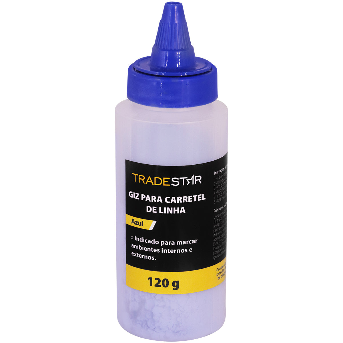 Kit 20 Refil Giz Azul 120G Tradestar para Carretel de Linha, ideal para marcação em drywall, construção e reformas. Giz de alta visibilidade para carpinteiros, pedreiros e marceneiros. Produto original, com garantia e envio imediato.