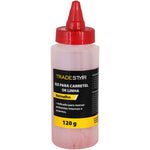 Kit 10 Refil Giz Vermelho 120g Tradestar para Carretel de Linha - Ideal para marcação em drywall, construção civil e marcenaria. Giz vermelho de alta visibilidade para traçar linhas retas em paredes e pisos. Refil de giz para carretel, 10 unidades.