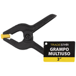 Kit com 10 grampos multiuso 3 polegadas Tradestar para marceneiro, nylon reforçado com mola de alta pressão. Ideal para fixação em colagem, montagem e pintura. Grampo de pressão resistente e durável para trabalhos de marcenaria e carpintaria.