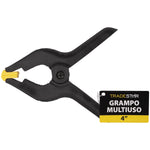 Kit com 10 grampos multiuso 4 polegadas 100mm Tradestar para marceneiro, nylon reforçado com mola de alta pressão, ideal para fixação em trabalhos de marcenaria e carpintaria.