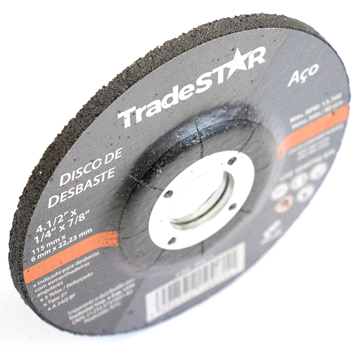 Disco de Desbaste Metal 4.1/2 Pol Kit 5 Peças 115 mm x 6 mm TradeSTAR para esmerilhadeira, ideal para desbaste em aço e outros metais. Kit com 5 unidades, produto novo e original.